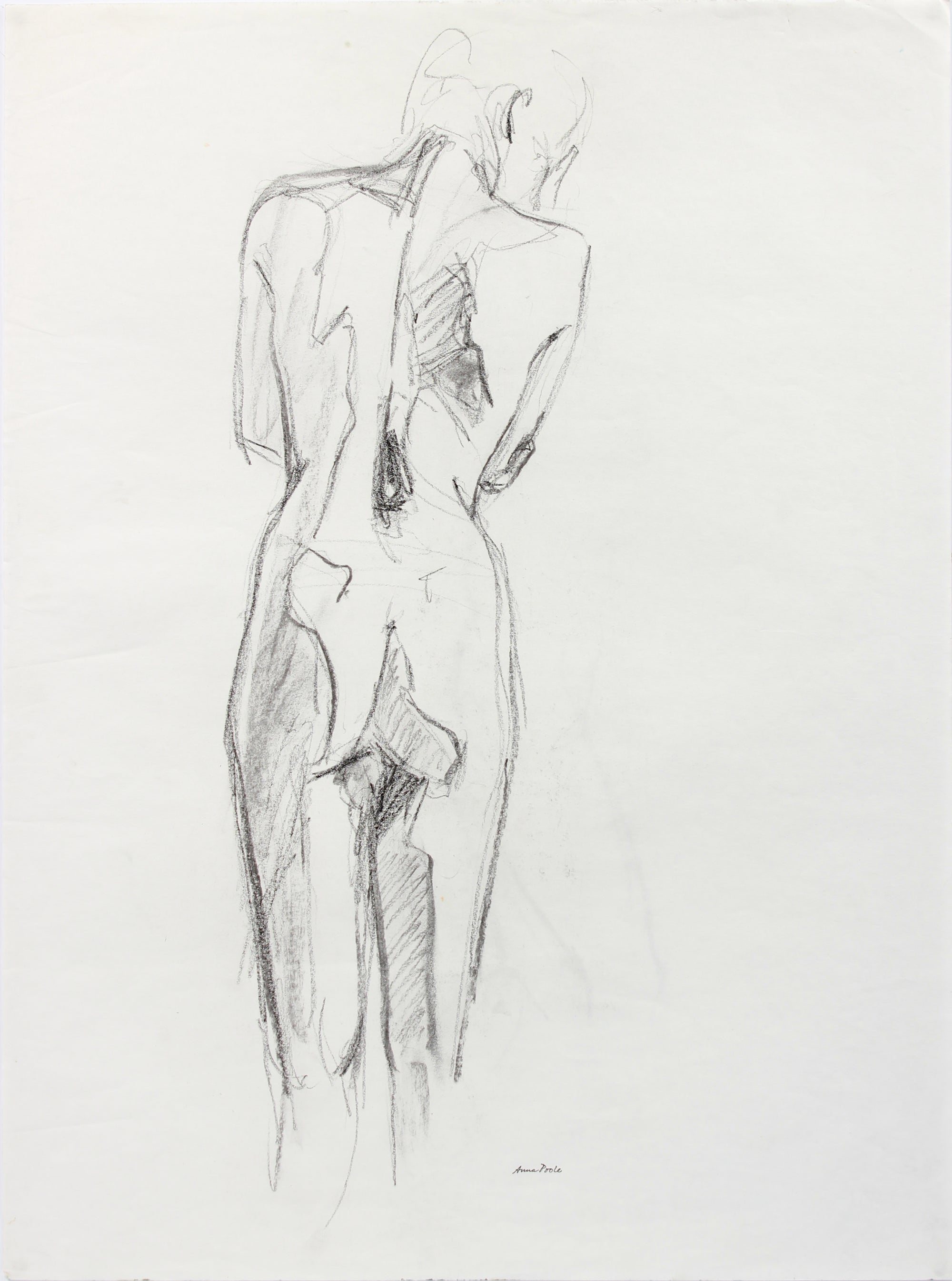 Contemplative Female Drawing <br>Late 20th Century Graphite <br><br>#A7985