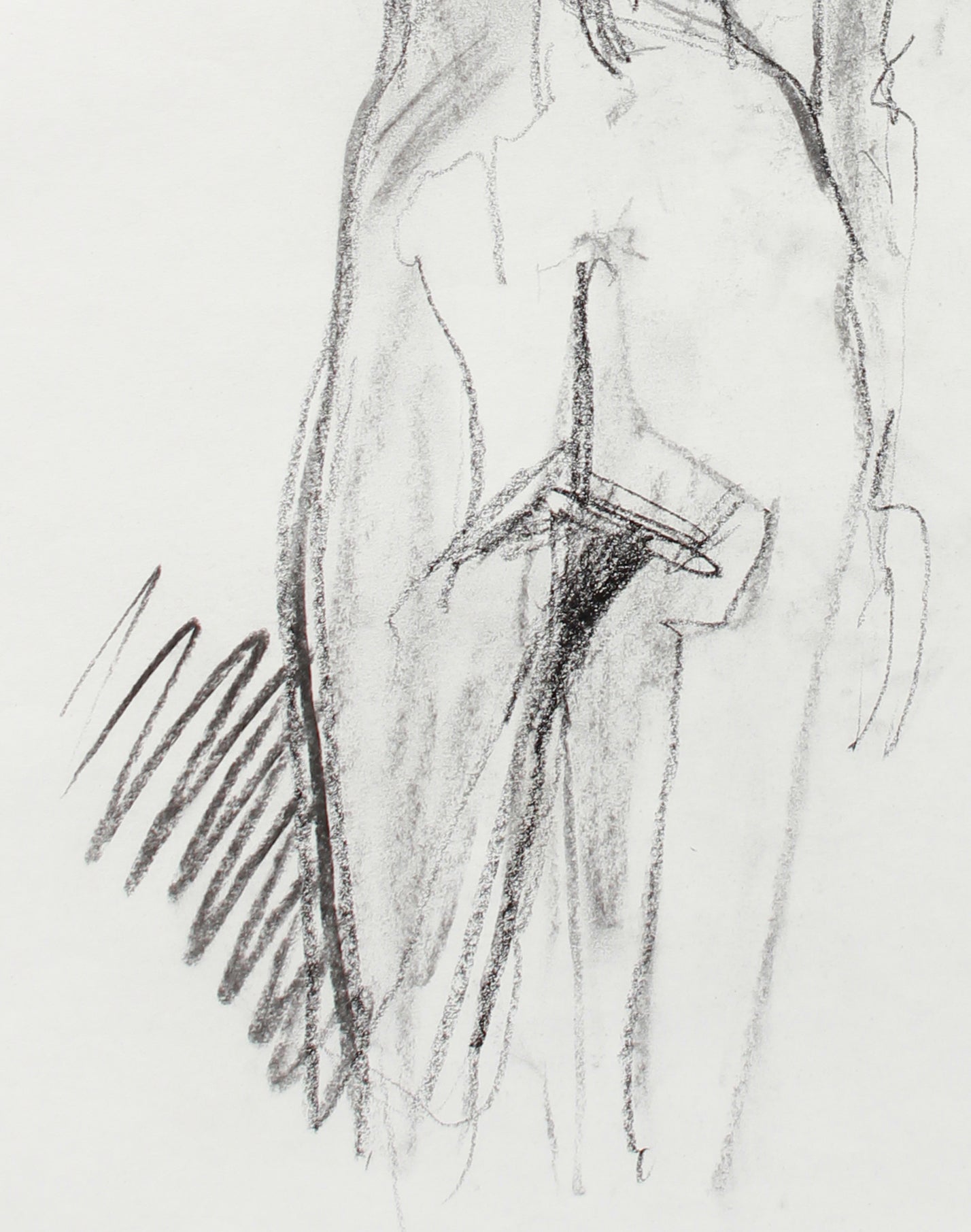 Aloof Standing Female Nude <br>20th Century Charcoal <br><br>#A7986