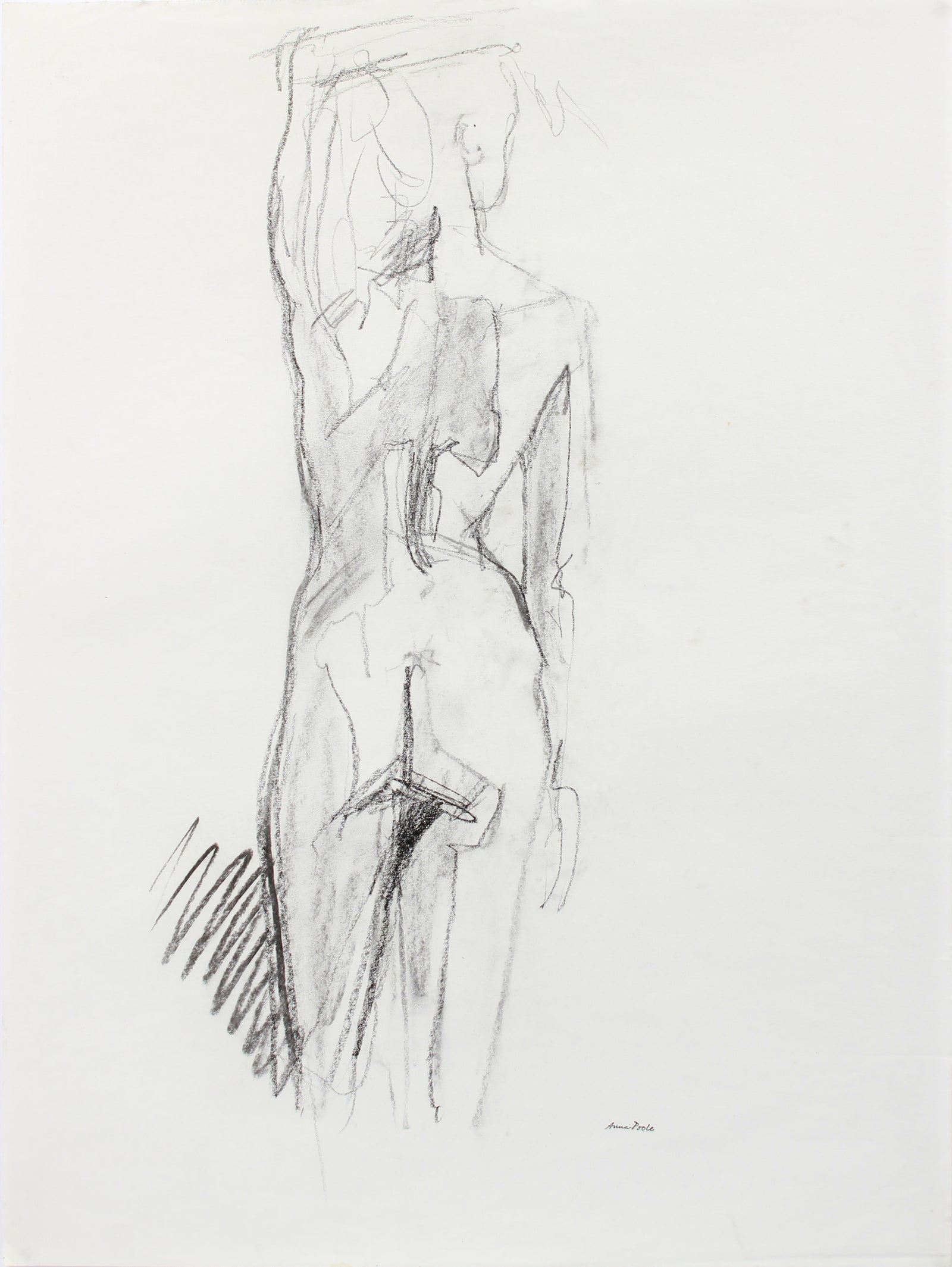 Aloof Standing Female Nude <br>20th Century Charcoal <br><br>#A7986
