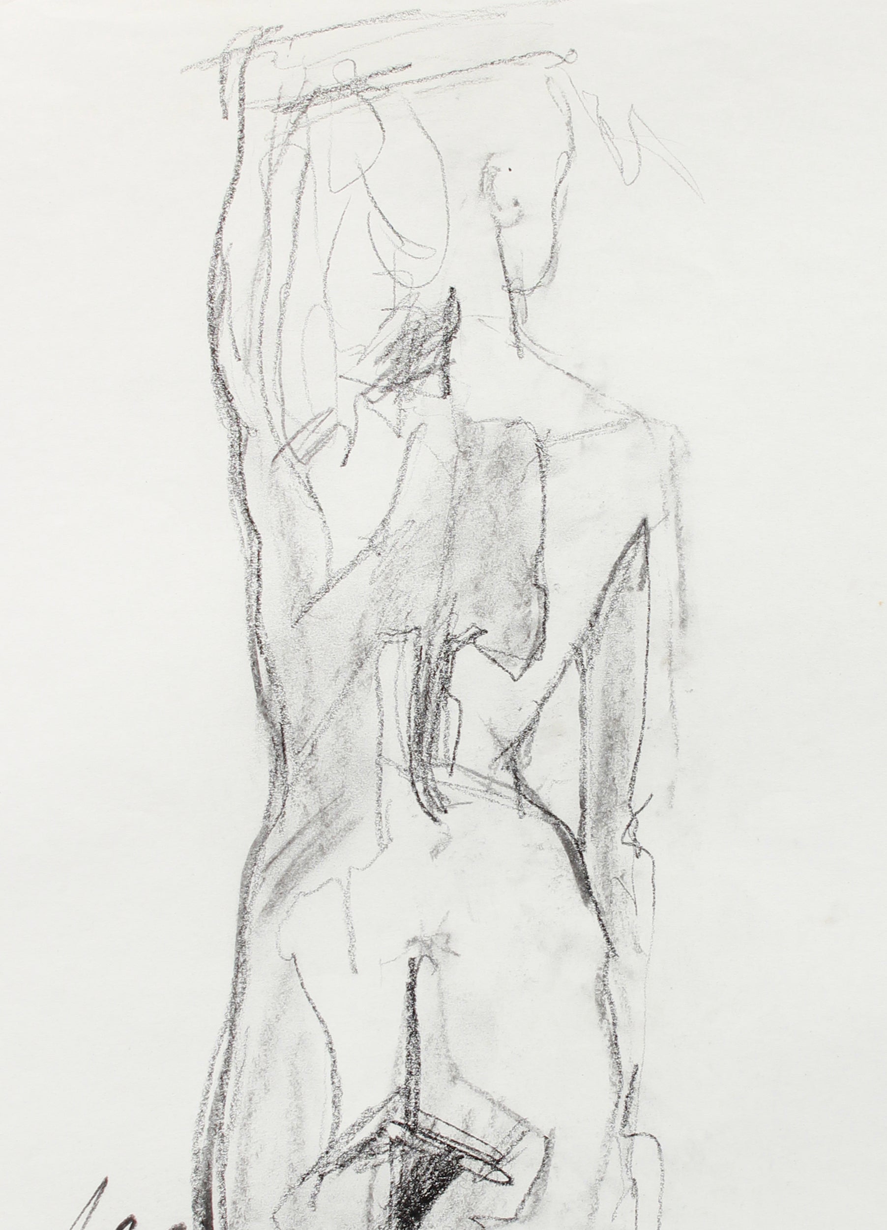 Aloof Standing Female Nude <br>20th Century Charcoal <br><br>#A7986