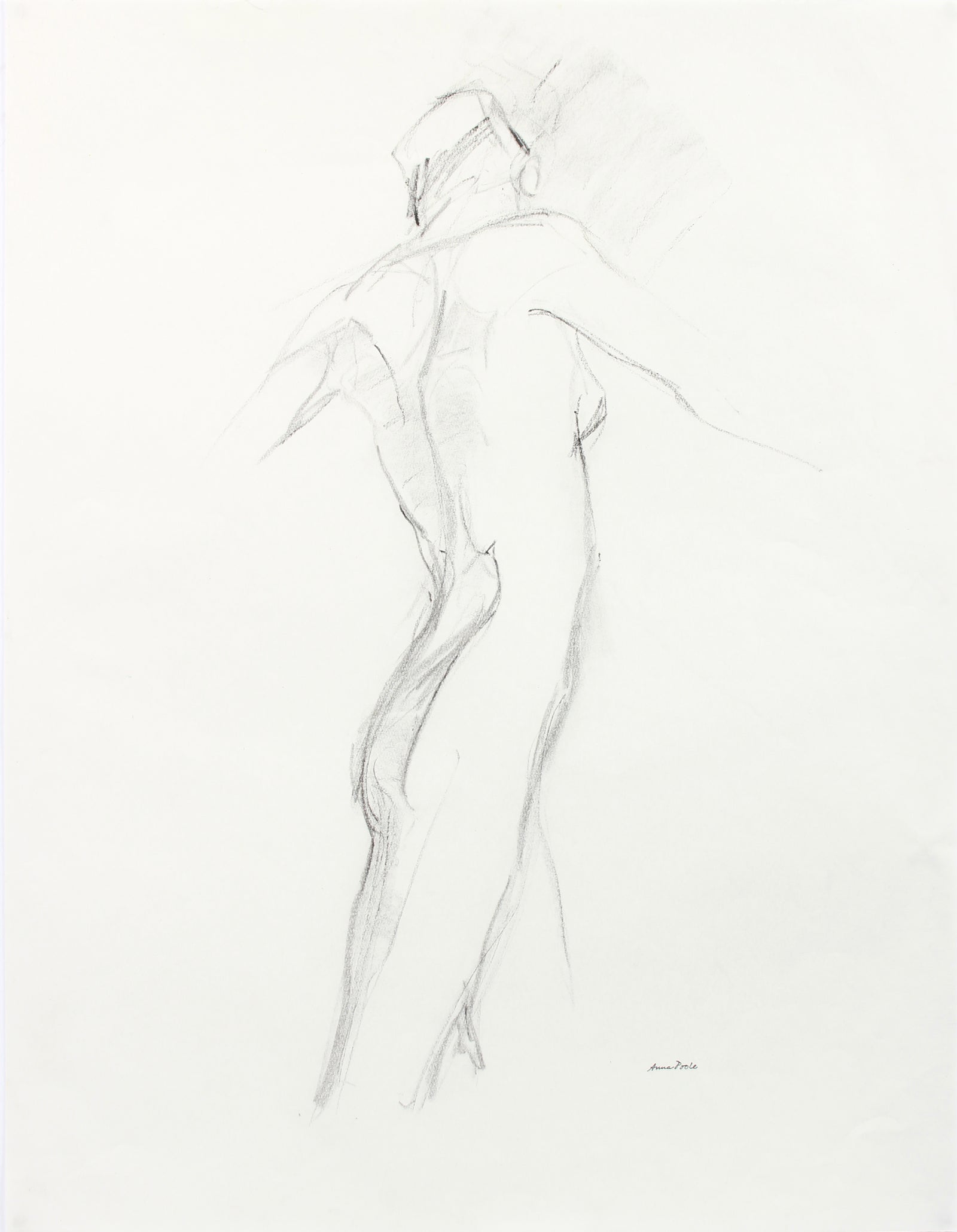 Contrapposto Model Study <br>Late 20th Century Charcoal <br><br>A7987