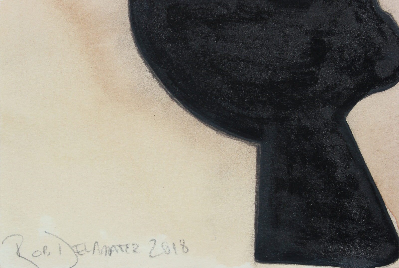 <i>Guitar Study XI</i> <br>2018 Ink, Gouache & Coffee <br><br>#A8007