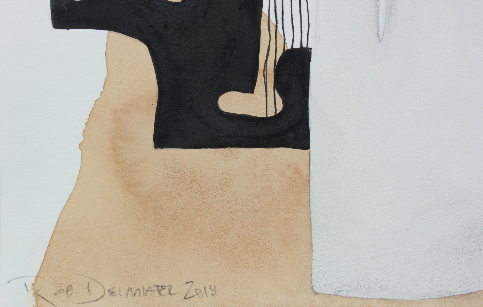 <i>Guitar Study X</i> <br>2018 Ink, Gouache & Coffee <br><br>#A8009