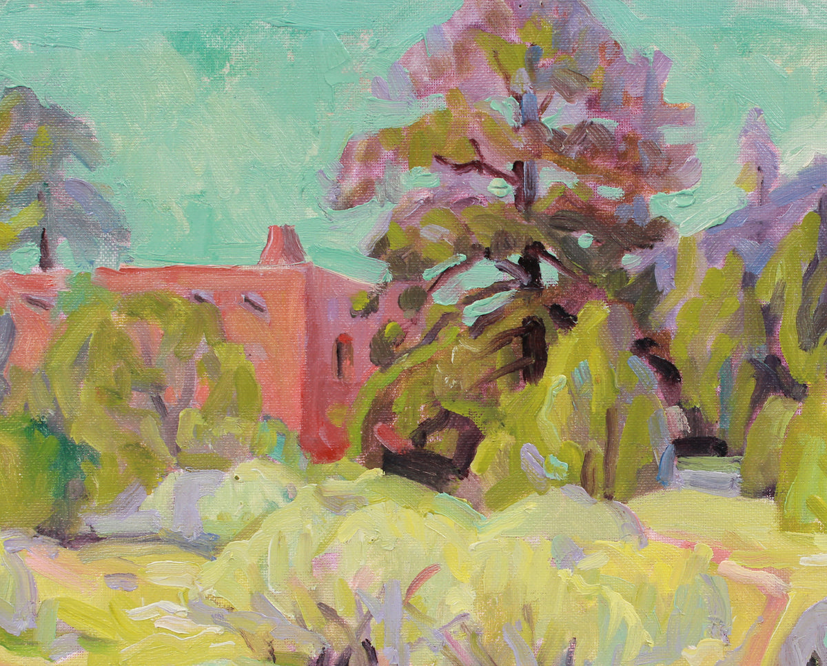 Desert Scene with Pueblo House <br>Mid-Late 20th Century Oil <br><br>#A8025