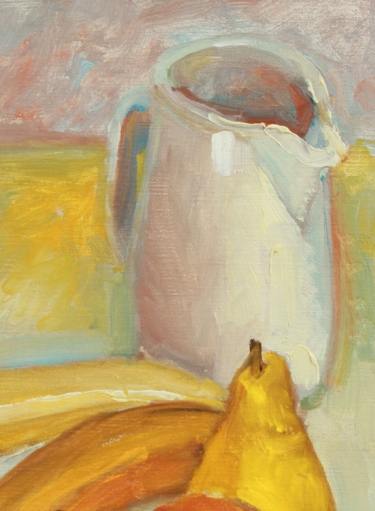 Tabletop Still Life with Pitcher & Fruit <br>20th Century Oil <br><br>#A8028