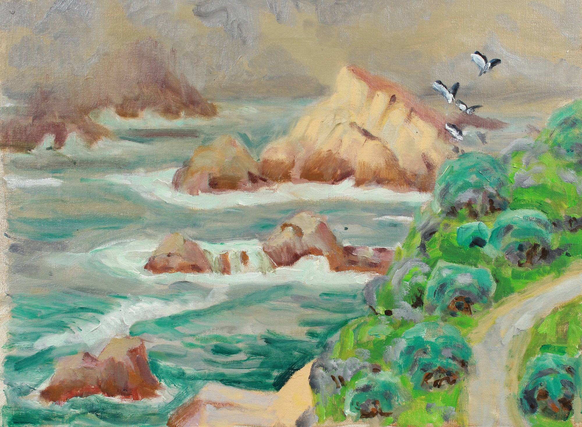 Seaside Highway & Seagulls <br>20th Century Oil <br><br>#A8030