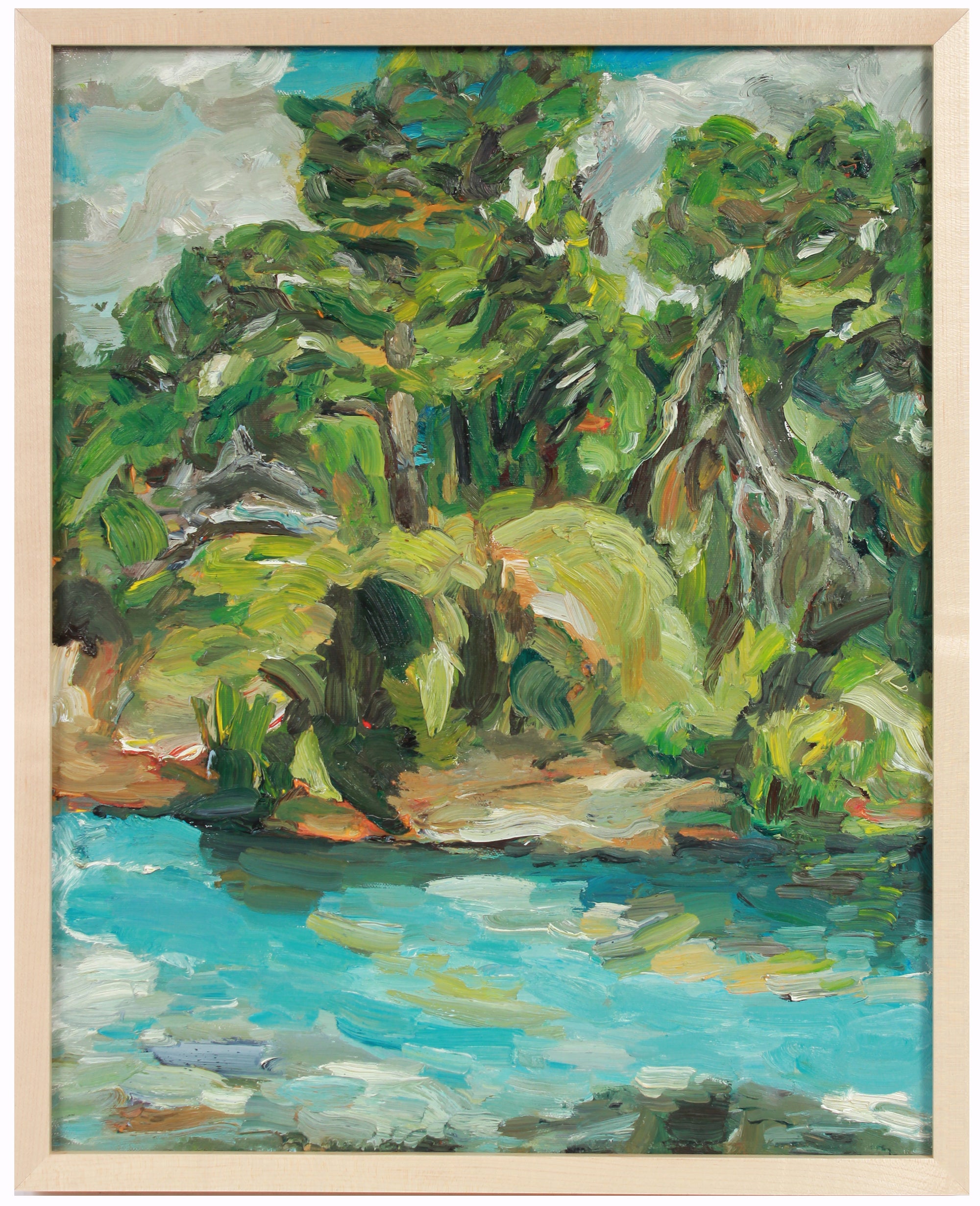 Lush Expressionist River Scene <br>1999 Oil <br><br>#A8184