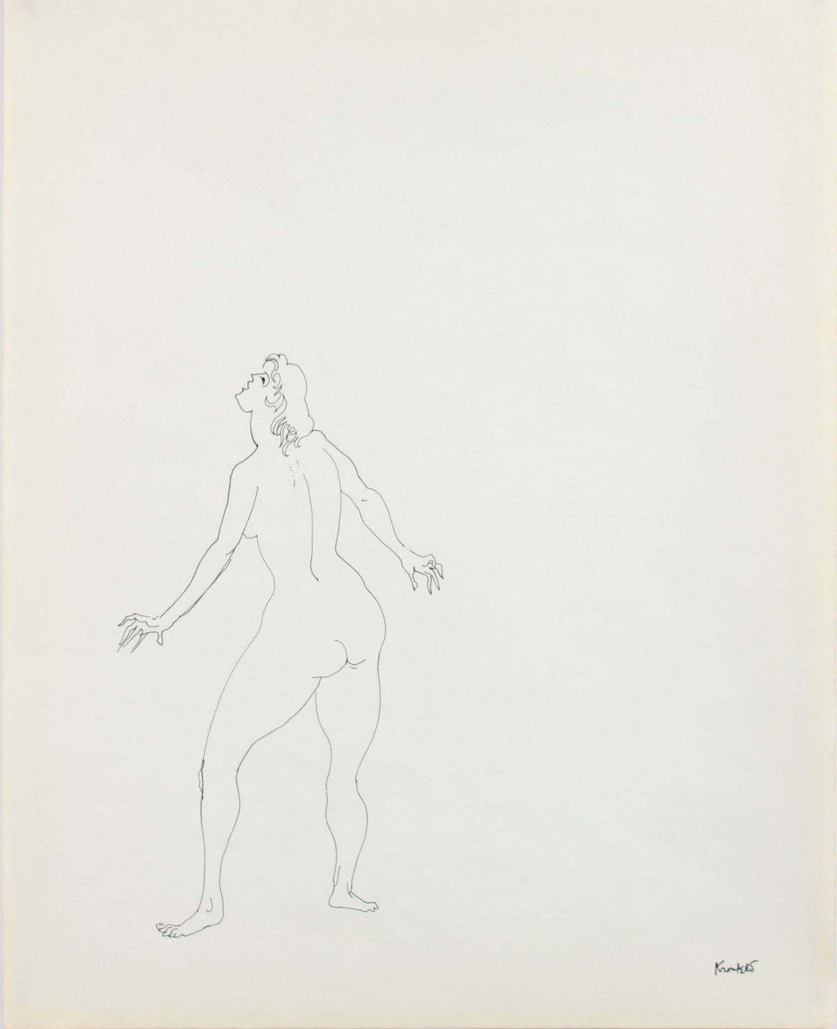 Minimalist Standing Female Nude &lt;br&gt;1960-80s Ink &lt;br&gt;&lt;br&gt;#A8205