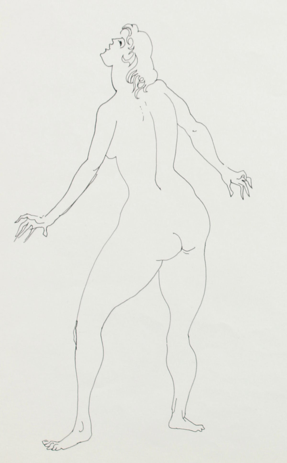 Minimalist Standing Female Nude <br>1960-80s Ink <br><br>#A8205