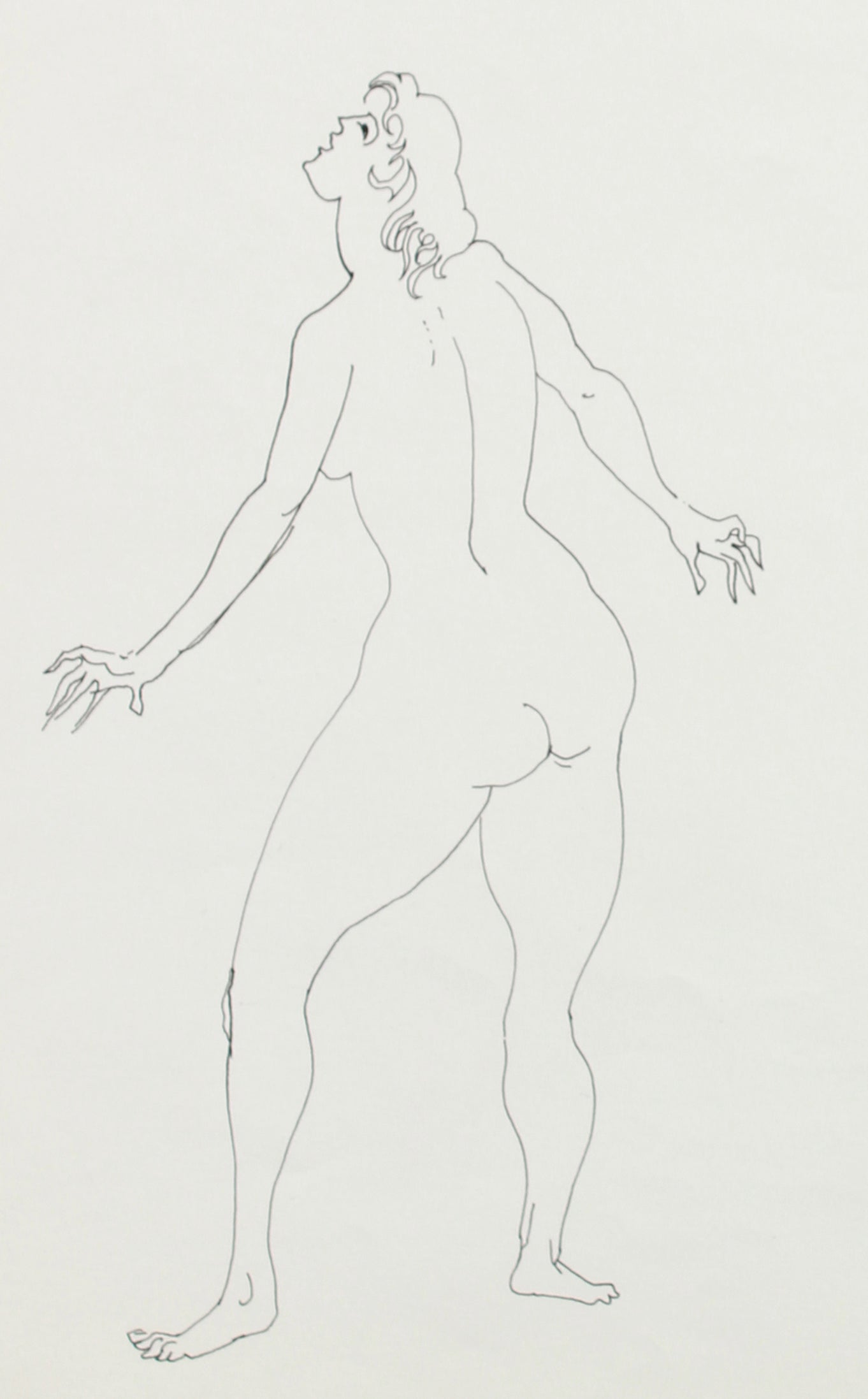 Morris Kronfeld | Minimal Female Nude | 1960-80s Ink Line Drawing - Lost  Art Salon