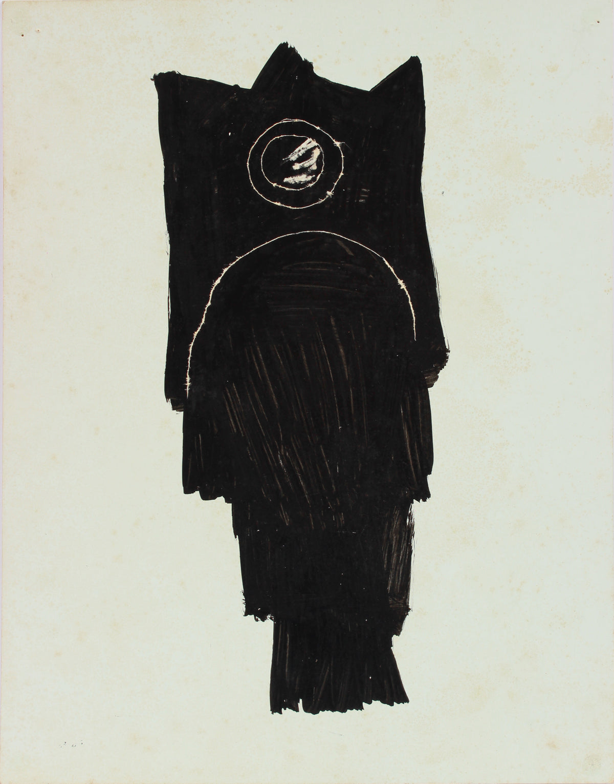 Classical Face with Crown <br>1960-80s Acrylic with Scratching <br><br>#A8212