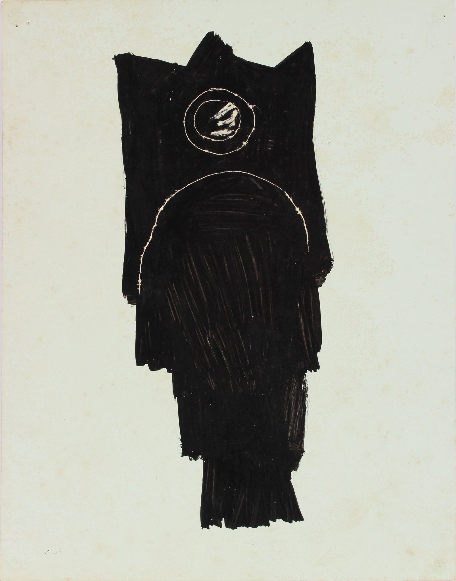 Classical Face with Crown <br>1960-80s Acrylic with Scratching <br><br>#A8212