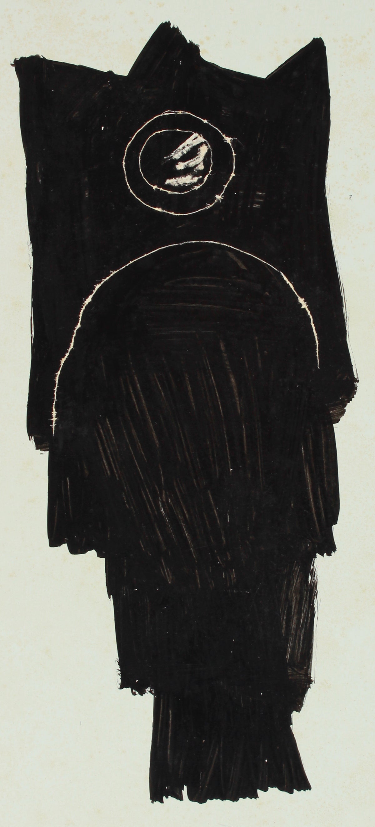 Classical Face with Crown <br>1960-80s Acrylic with Scratching <br><br>#A8212