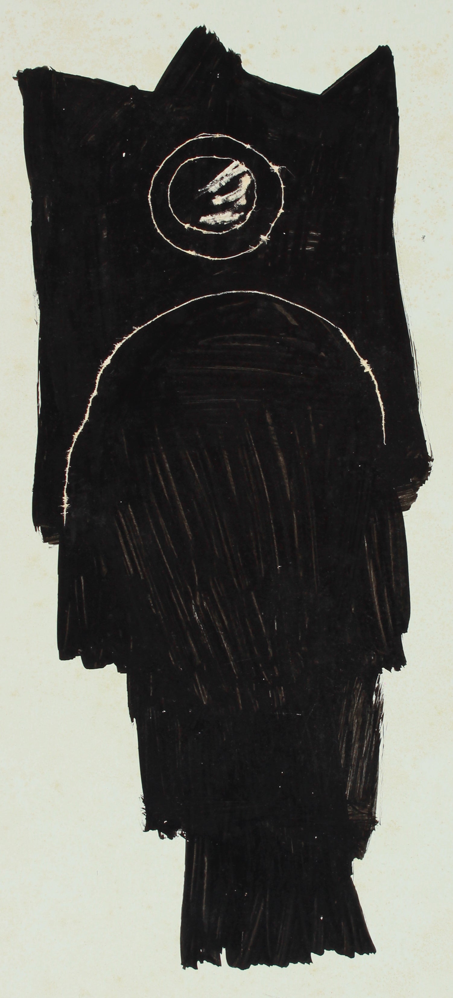 Classical Face with Crown <br>1960-80s Acrylic with Scratching <br><br>#A8212