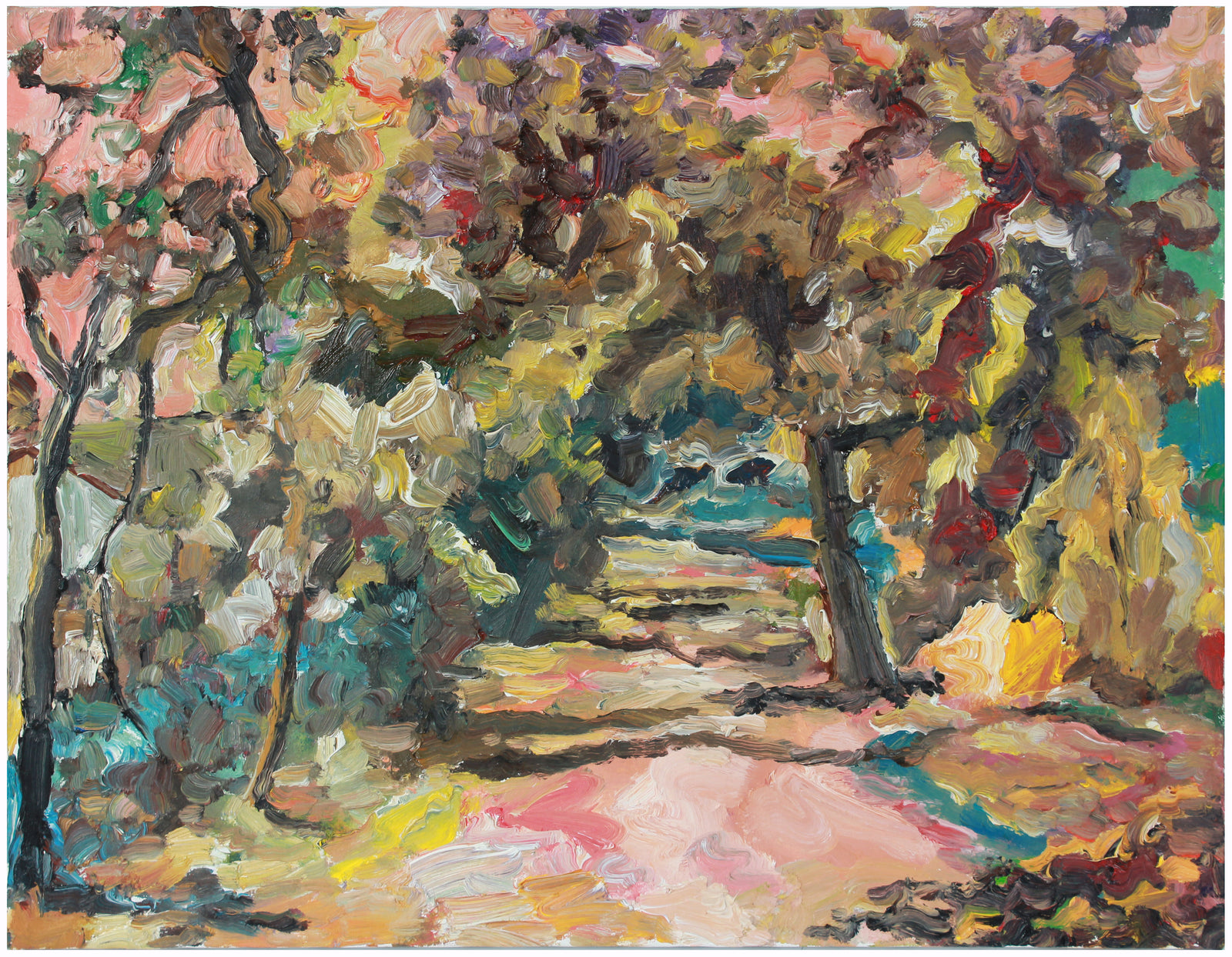 Charming Tree-Lined Path <br>2002 Oil Scene <br><br>#A8266