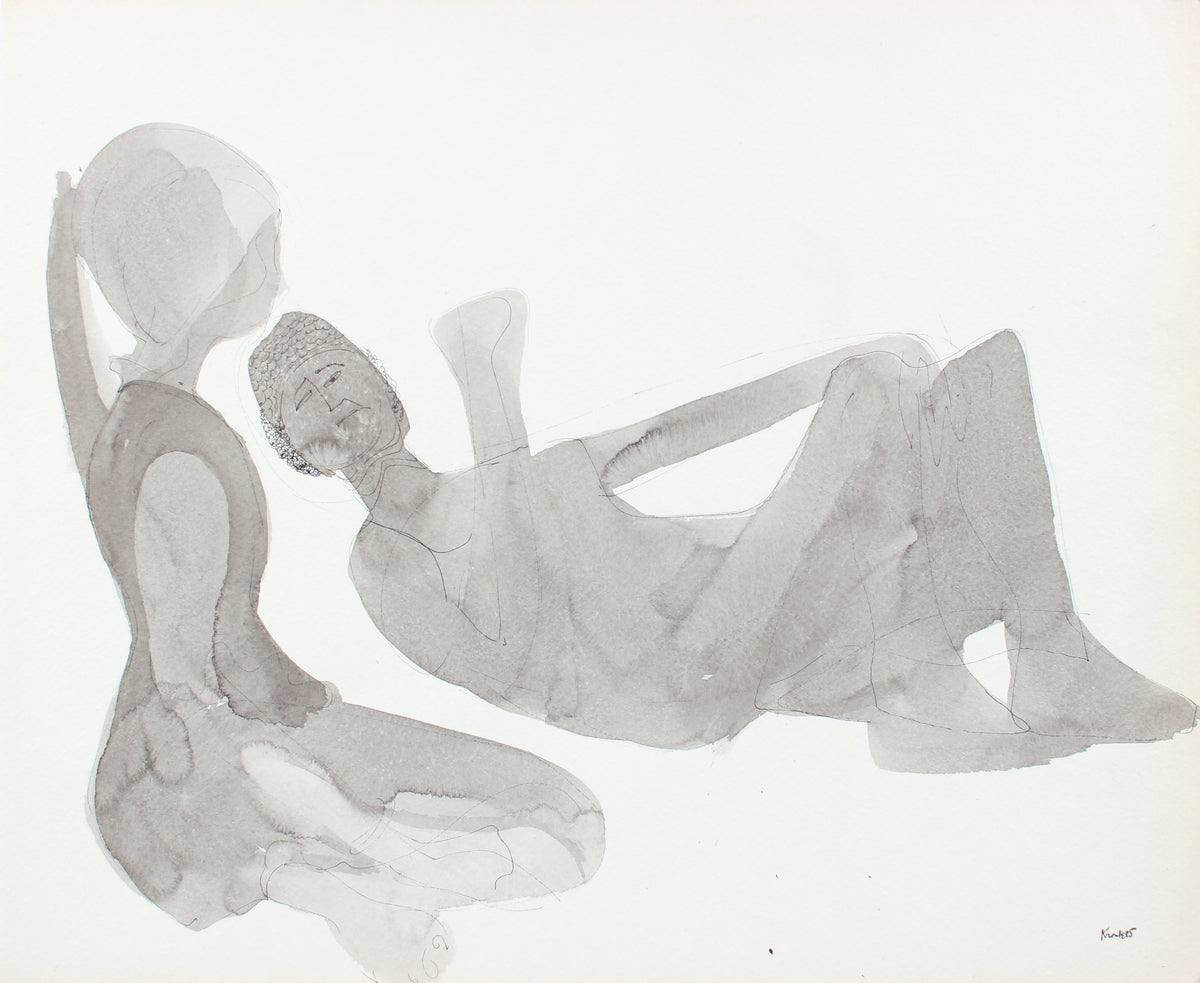 Relaxed Couple in Silhouette &lt;br&gt;1960-80s Ink &lt;br&gt;&lt;br&gt;#A8295