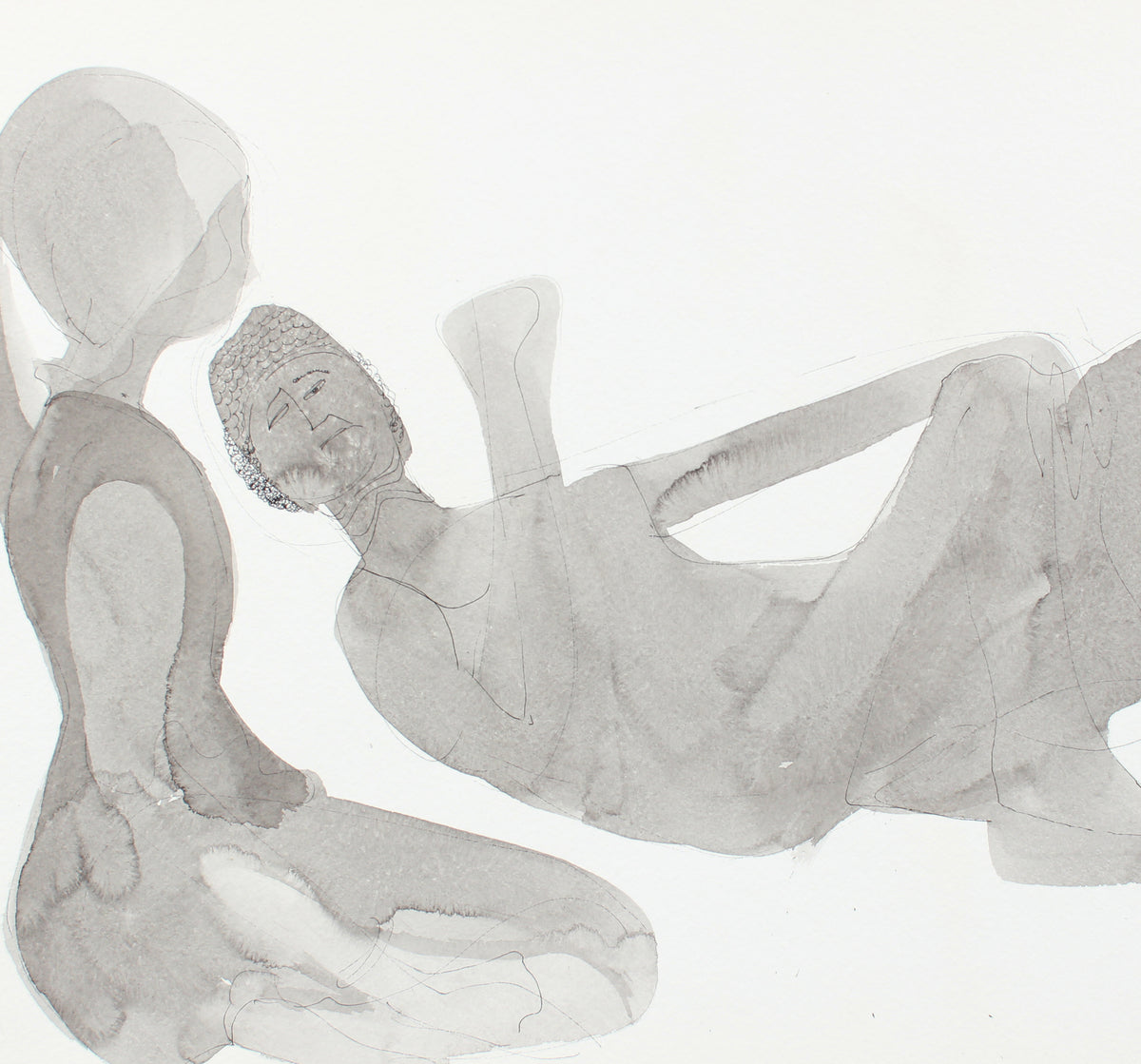 Relaxed Couple in Silhouette <br>1960-80s Ink <br><br>#A8295