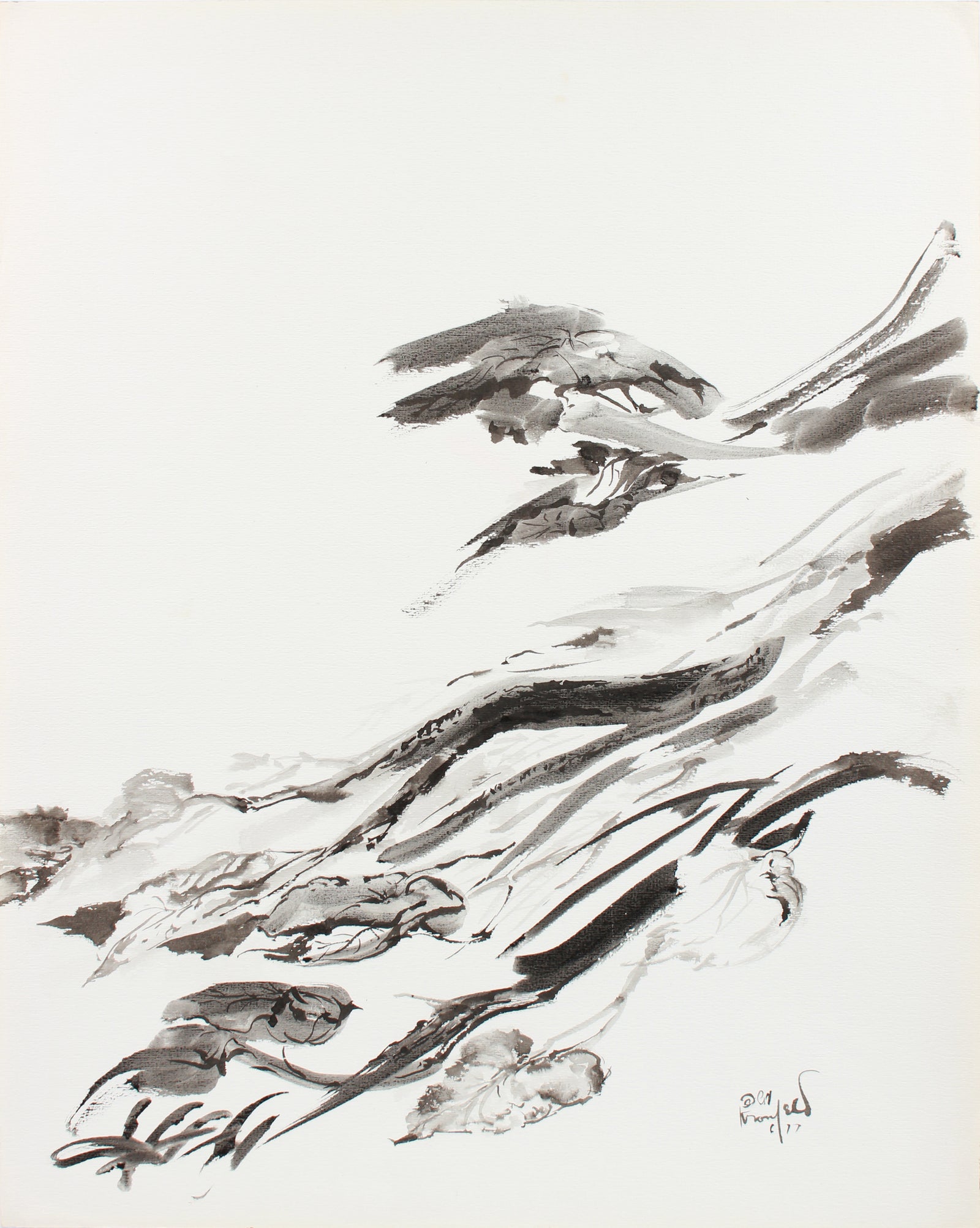 Expressive Brushstroke Abstraction <br>1960-80s Ink <br><br> #A8300