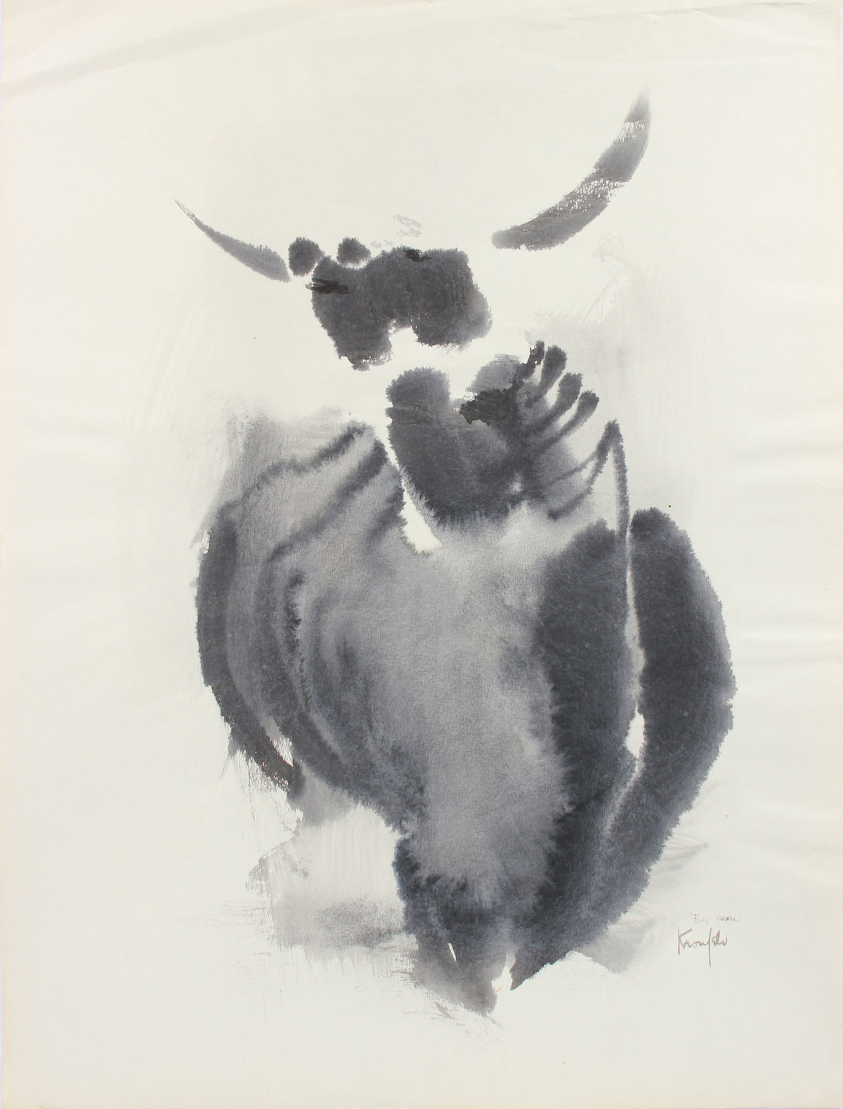 Horned-Animal Deconstruction &lt;br&gt;1960-80s Watercolor &lt;br&gt;&lt;br&gt;#A8301