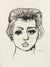 Arresting Female Portrait Drawing <br>1960-80s Charcoal <br><br>#A8302