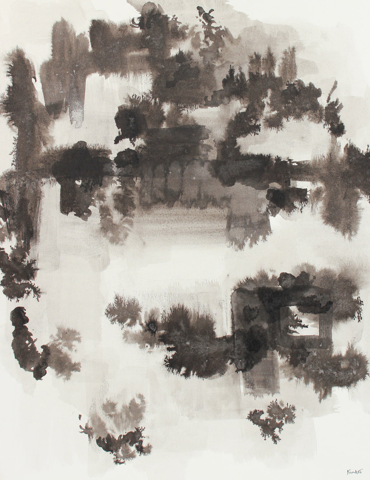 Misty Monochrome Forms <br>1960-80s Ink <br><Br>#A8305