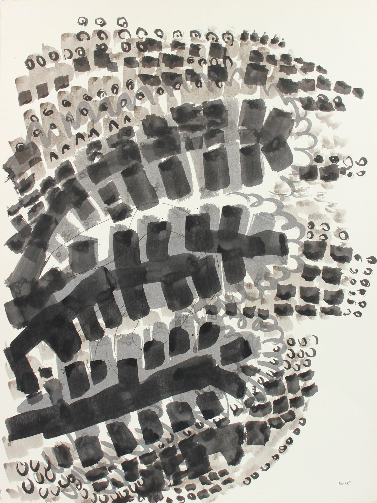 Sweeping Rectangular Abstraction &lt;br&gt;1960-80s Ink &lt;br&gt;&lt;br&gt;#A8306