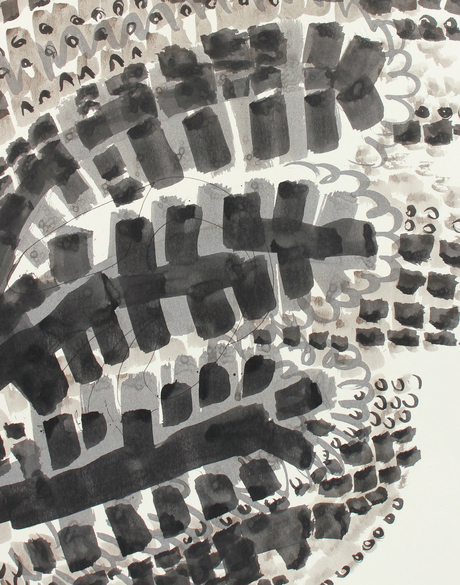 Sweeping Rectangular Abstraction <br>1960-80s Ink <br><br>#A8306