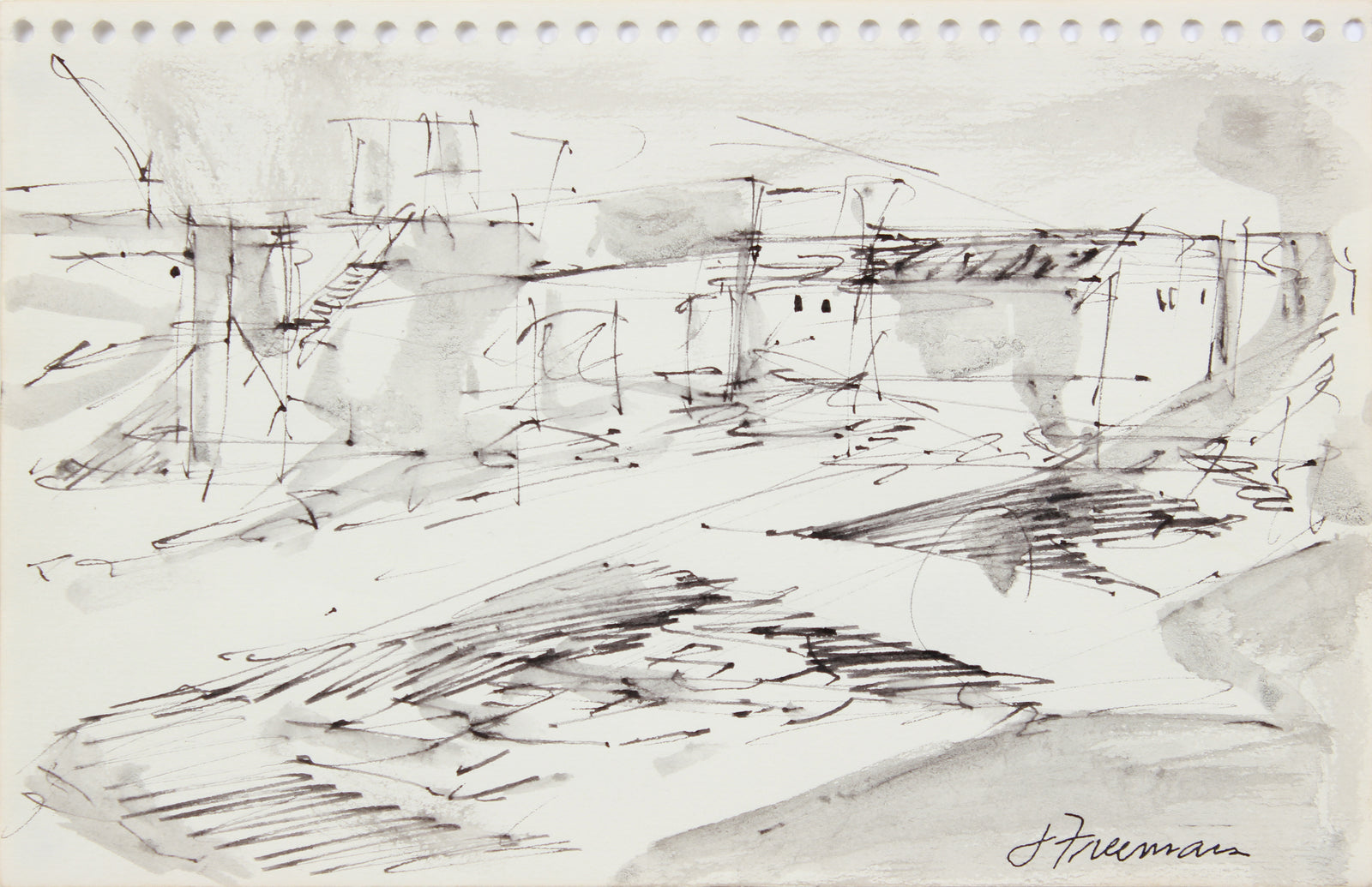 Rough California Landscape Sketch <br>1976 Ink <br><br>#A8309