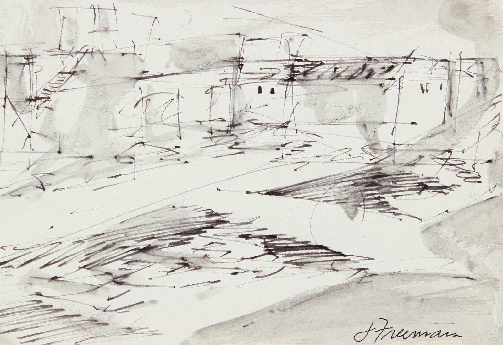Rough California Landscape Sketch <br>1976 Ink <br><br>#A8309