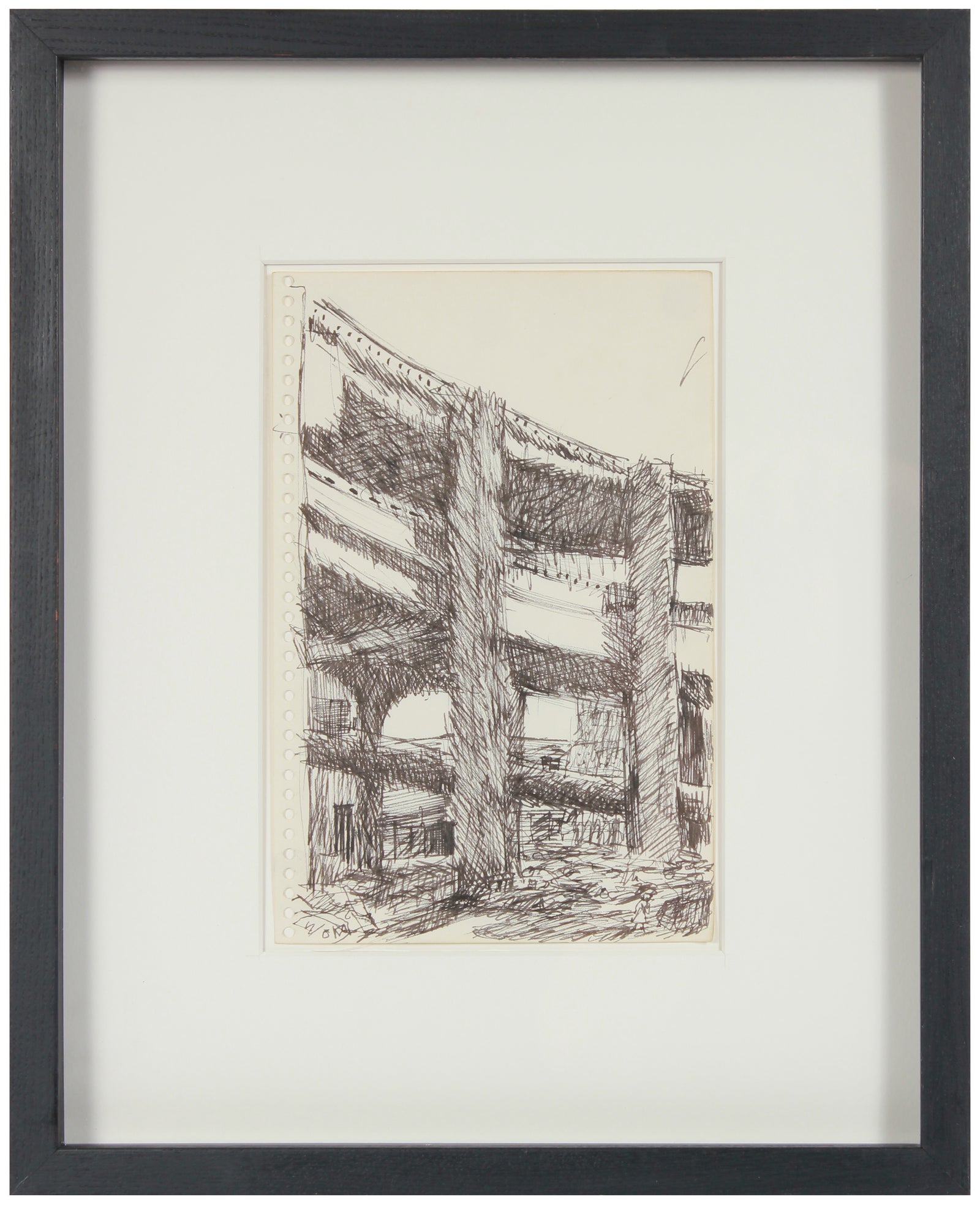 Modernist San Francisco Freeway Drawing <br>1976 Ink <br><br>#A8310