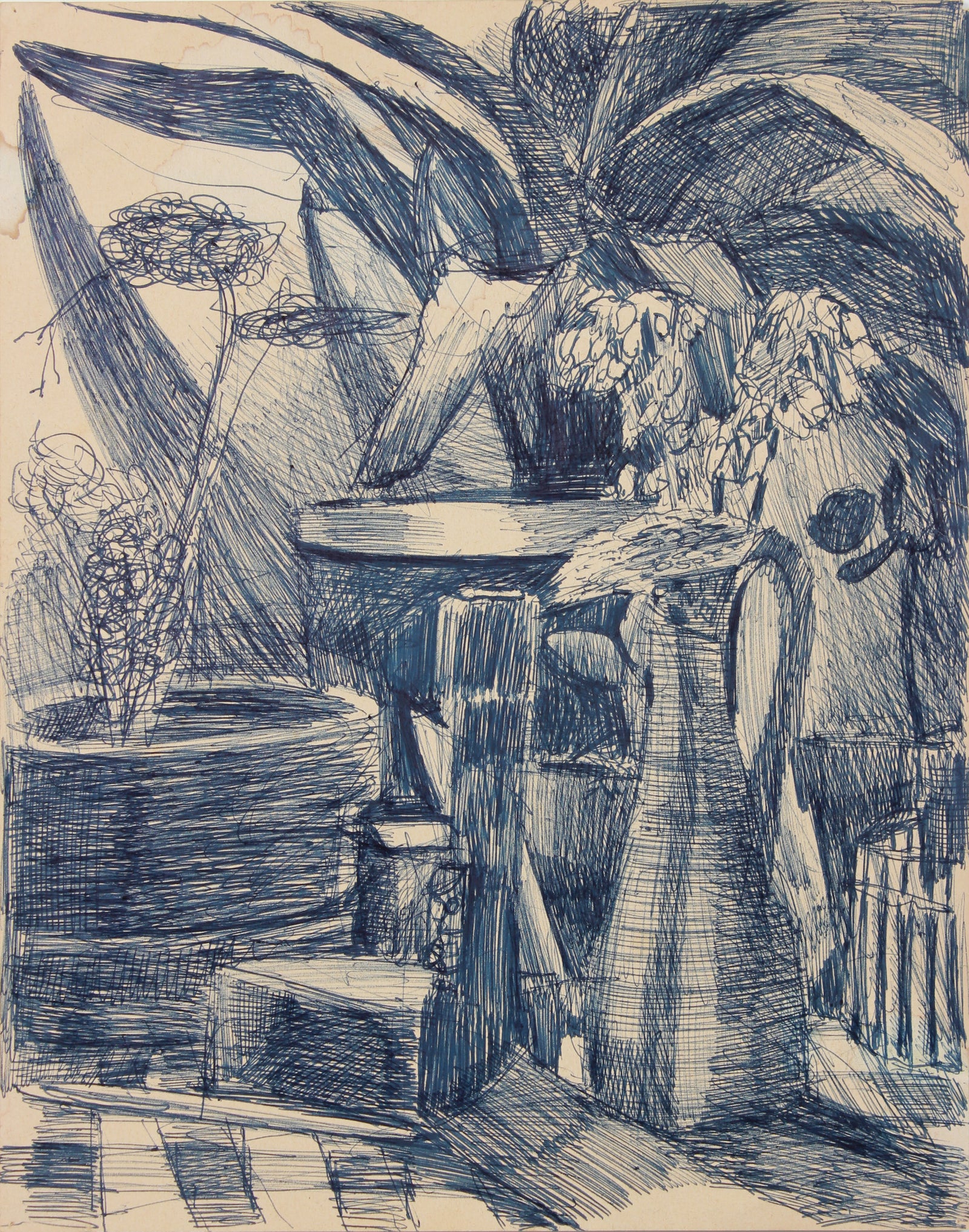 Modernist Still Life with Fern <br>20th Century Ink <br><br>#A8312