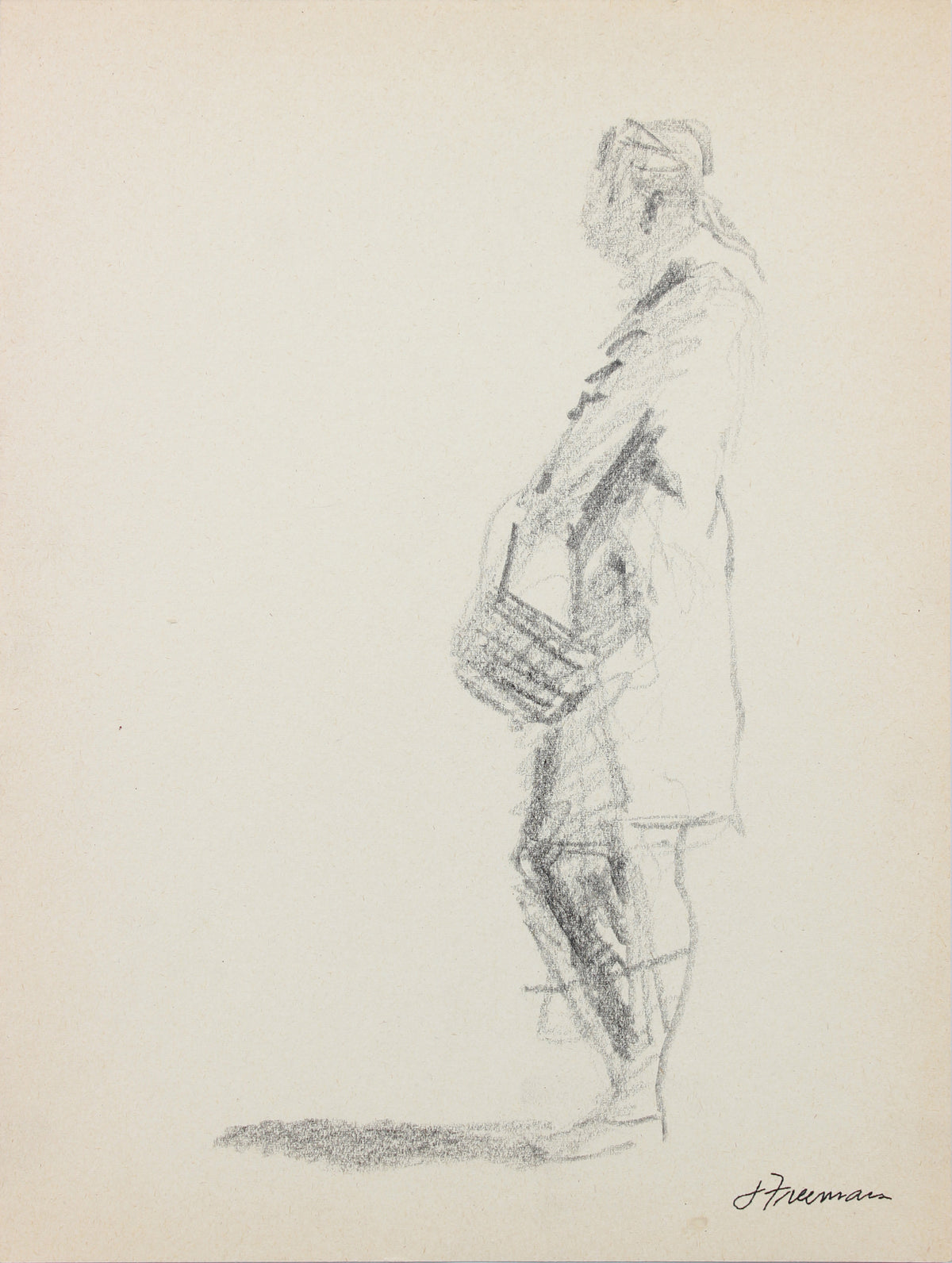 Modernist Sketched Figure &lt;br&gt;20th Century Graphite &lt;br&gt;&lt;br&gt;#A8314