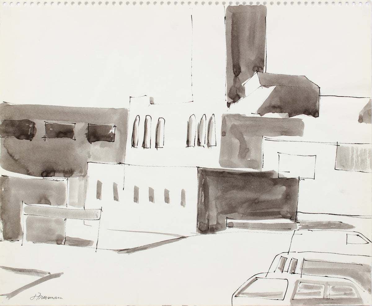 Modernist Industrial Abstraction &lt;br&gt;1976 Ink Wash &lt;br&gt;&lt;br&gt;#A8319