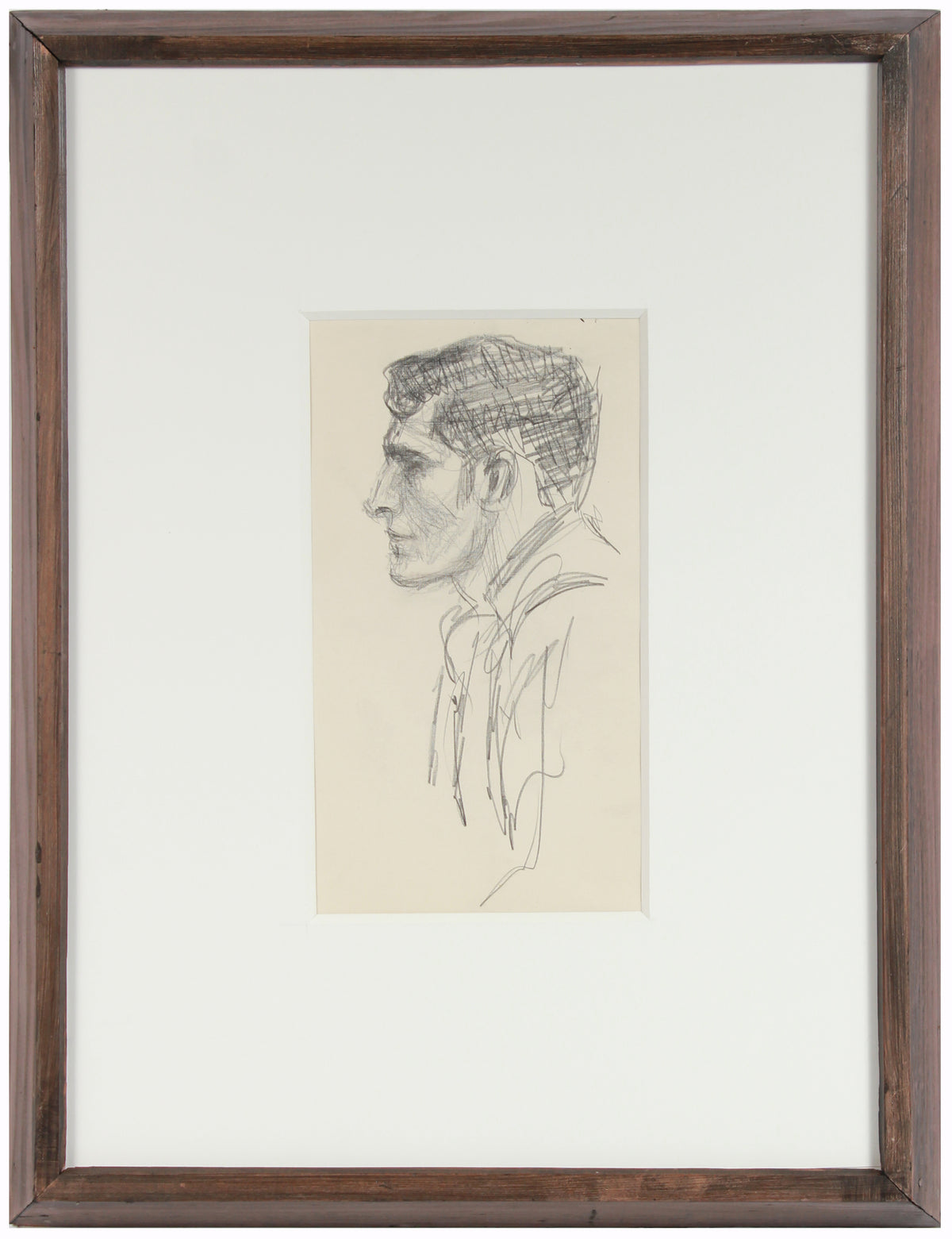 Modernist Portrait in Profile &lt;br&gt;1940-50s Graphite &lt;br&gt;&lt;br&gt;#A8410