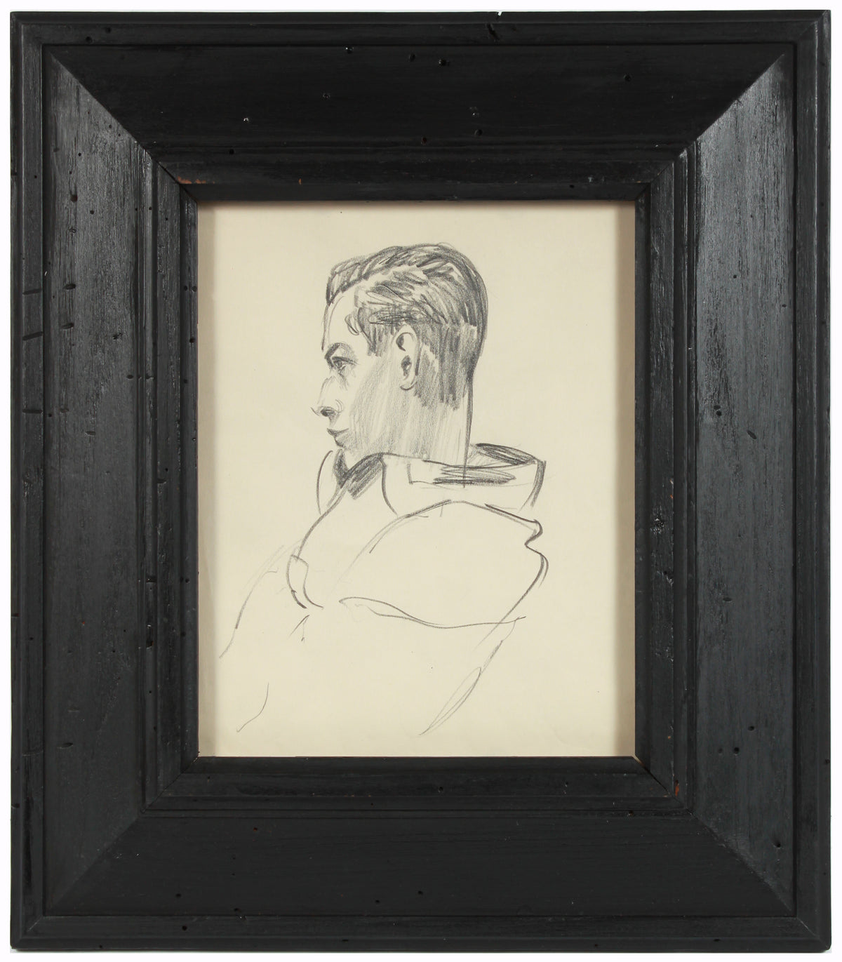 Modernist Male Portrait Detail &lt;br&gt;1940-50s Graphite &lt;br&gt;&lt;br&gt;#A8411