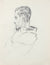 Modernist Male Portrait Detail <br>1940-50s Graphite <br><br>#A8411