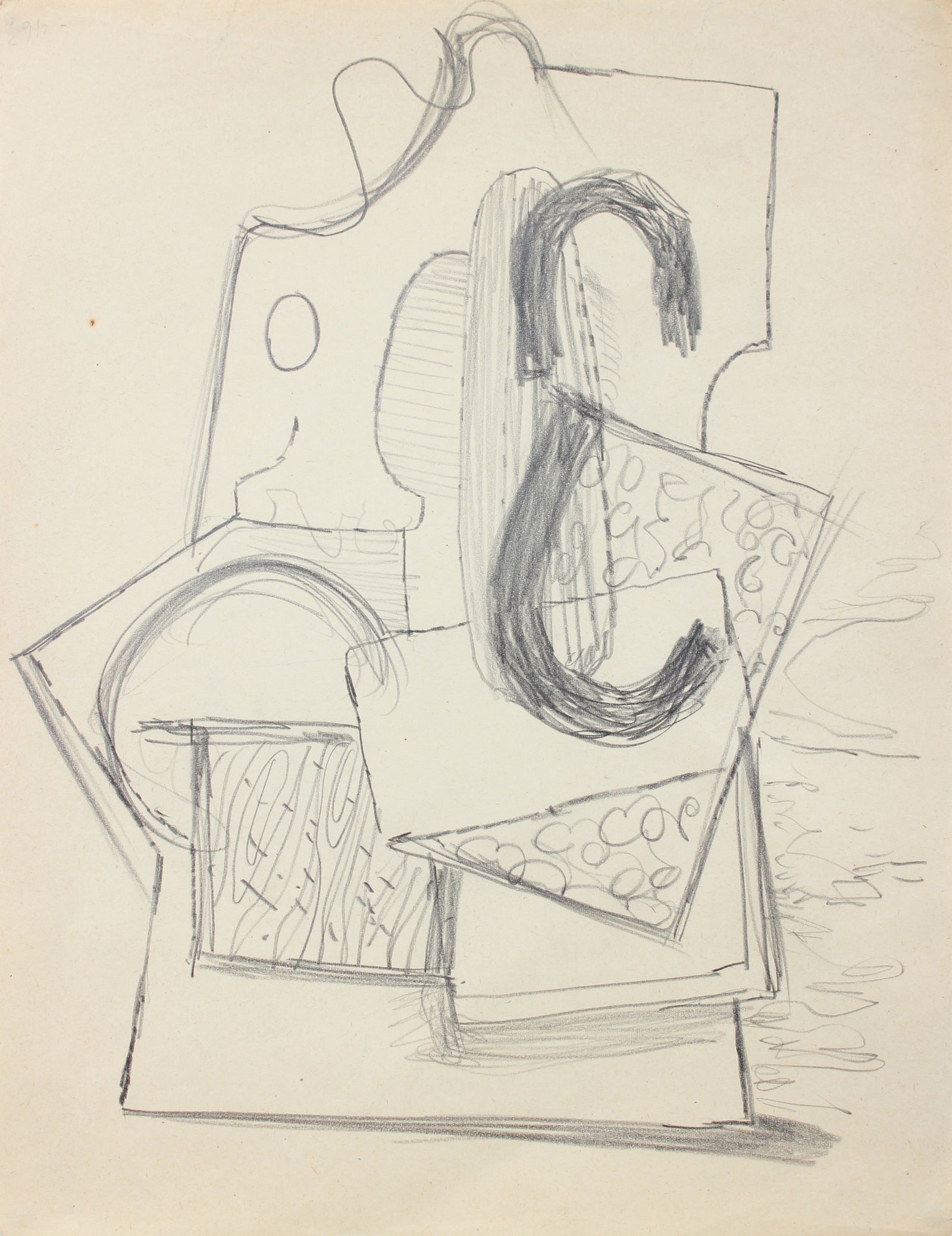 Surreal Geometric Construction <br>1946 Graphite <br><br>#A8413
