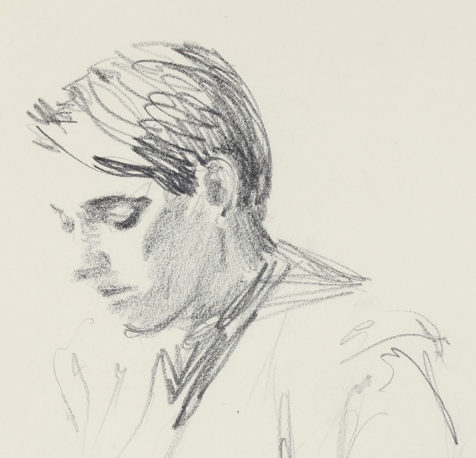 Quiet Portrait Study <br>1940-50s Graphite <br><br>#A8423