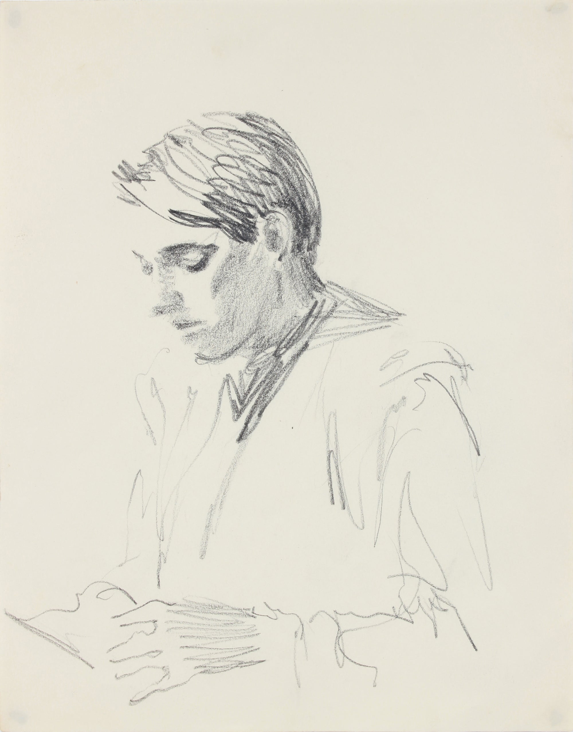 Quiet Portrait Study <br>1940-50s Graphite <br><br>#A8423