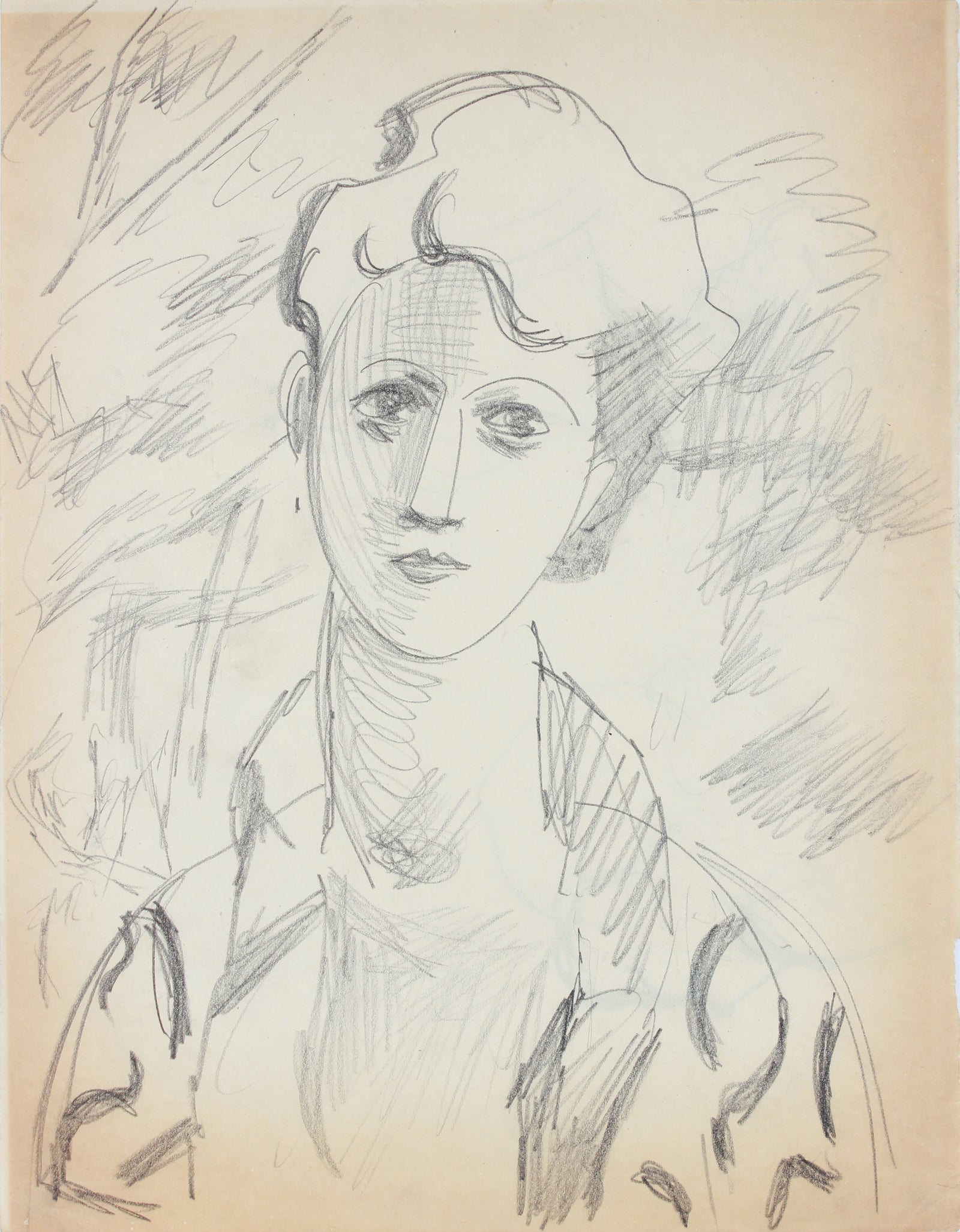 Vintage Portrait Study <br>1940-50s Graphite <br><br>#A8424