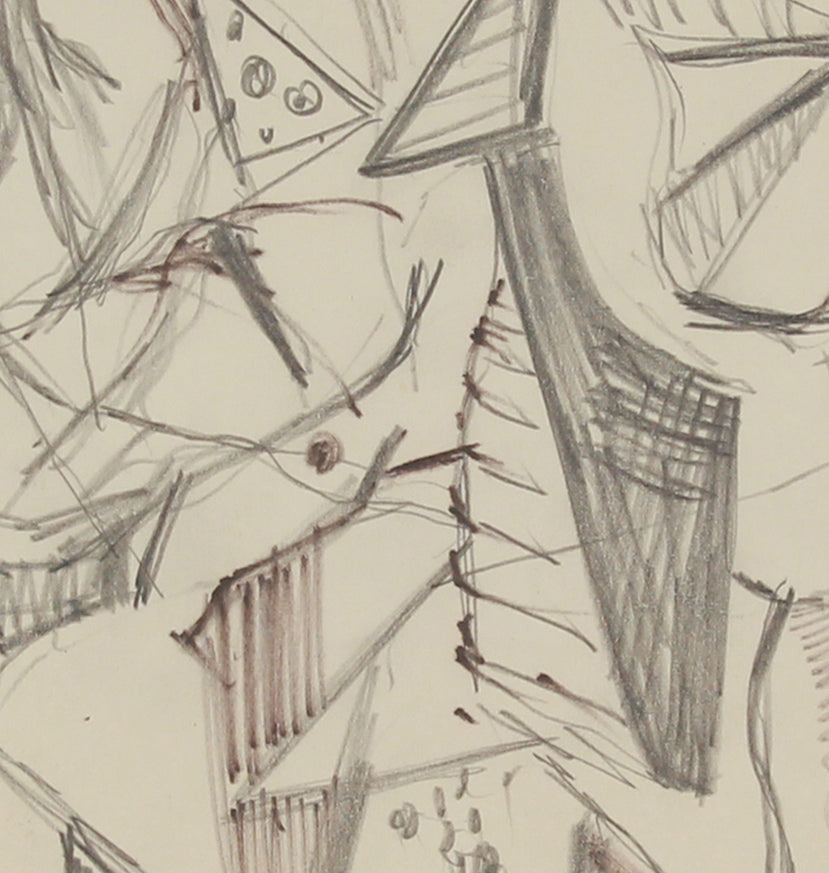 Expressionist Geometric Abstract <br>1940s Graphite <br><br>#A8448