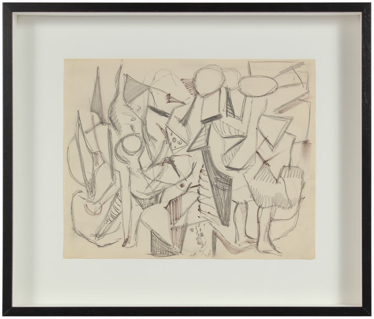 Expressionist Geometric Abstract &lt;br&gt;1940s Graphite &lt;br&gt;&lt;br&gt;#A8448