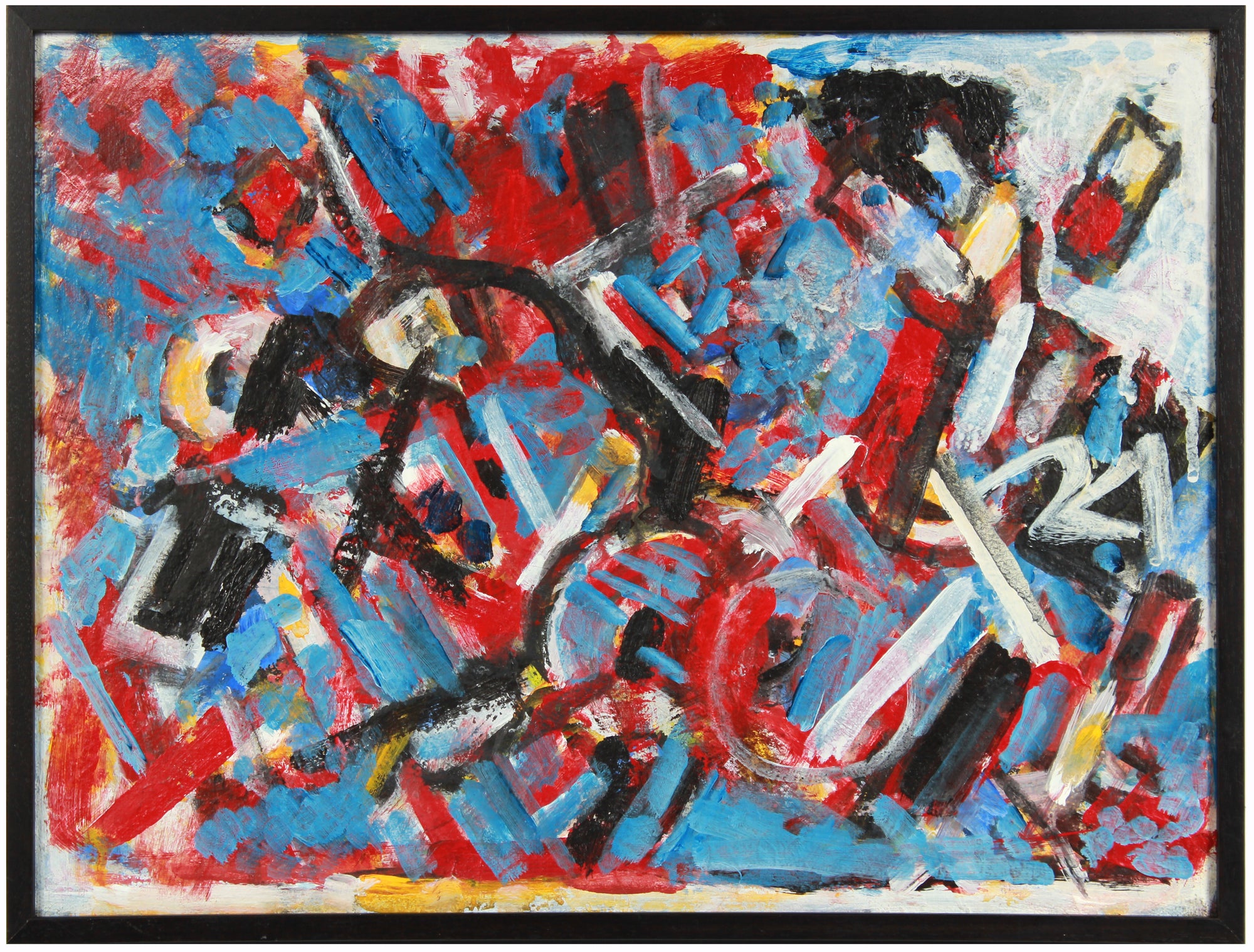 Red & Blue Gestural Deconstruction <br>Early 2000s Acrylic <br><br>#A8452