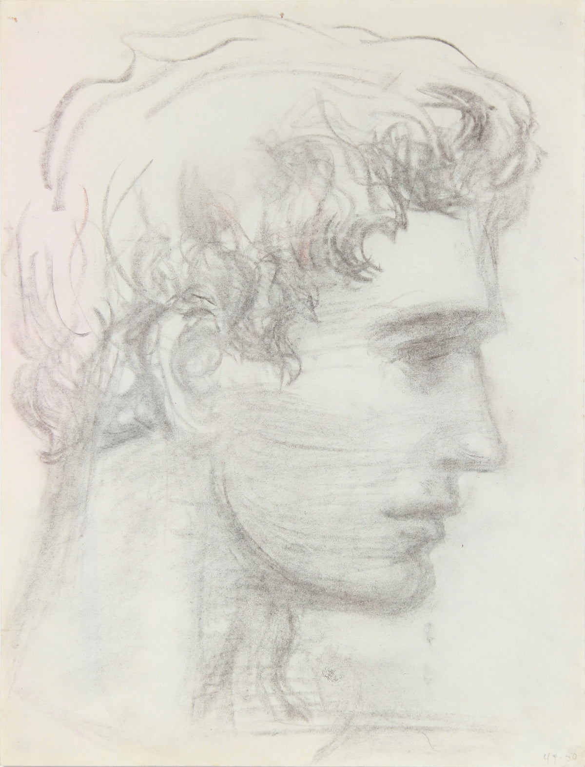Dreamy Male Portrait Study &lt;br&gt;1949-50 Charcoal &lt;br&gt;&lt;br&gt;#A8460