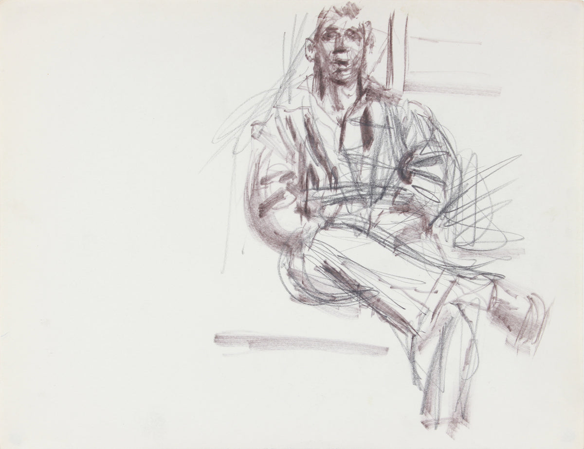 Seated Figure Sketch &lt;br&gt;1940-50s Ink &amp; Graphite &lt;br&gt;&lt;br&gt;#A8464