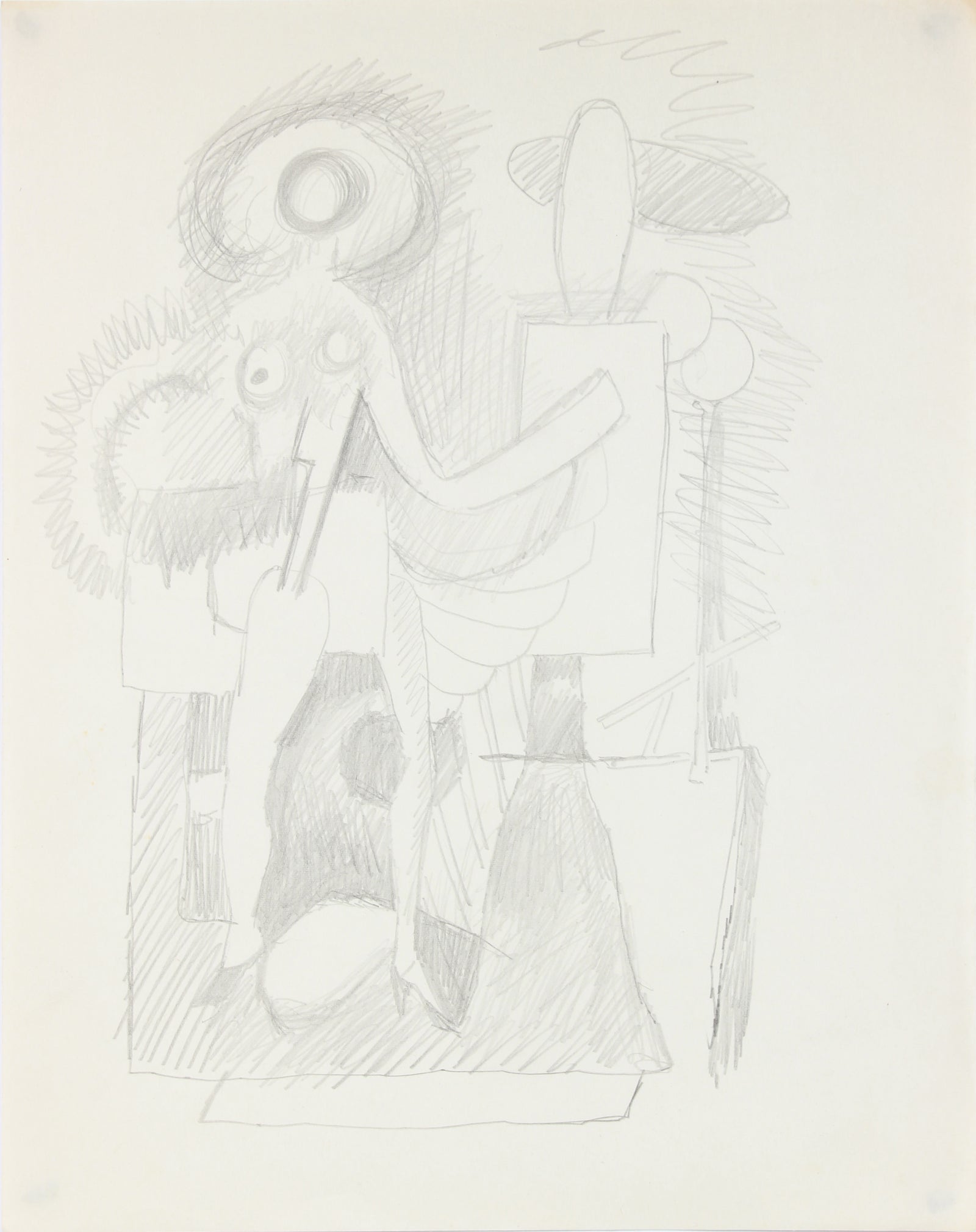 Abstracted Model in the Artist's Studio <br>1940-50s Graphite <br><br>#A8467