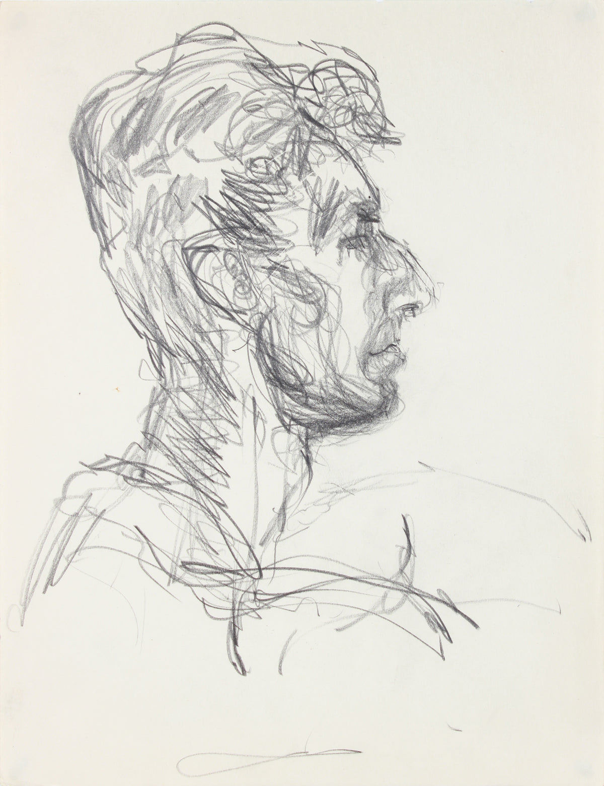 Expressive Male Portrait Study &lt;br&gt;1940-50s Graphite &lt;br&gt;&lt;br&gt;#A8470