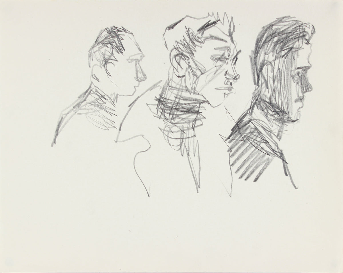 Three Modernist Faces &lt;br&gt;1940-50s Graphite &lt;br&gt;&lt;br&gt;#A8474