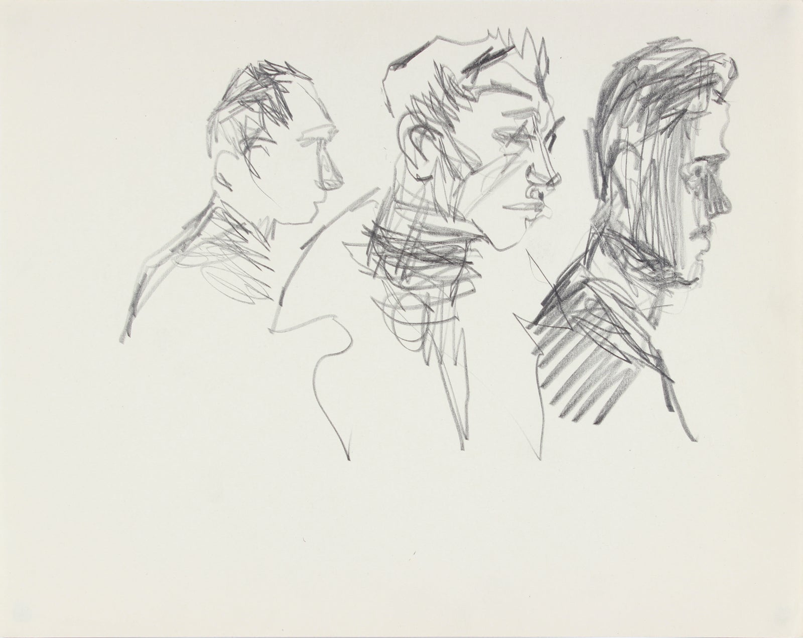 Three Modernist Faces <br>1940-50s Graphite <br><br>#A8474