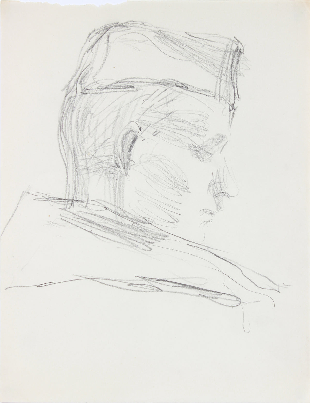Expressionist Soldier Sketch &lt;br&gt;1940-50s Graphite &lt;br&gt;&lt;br&gt;#A8479